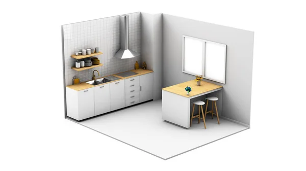 kitchen illustration isolated 3d rendering