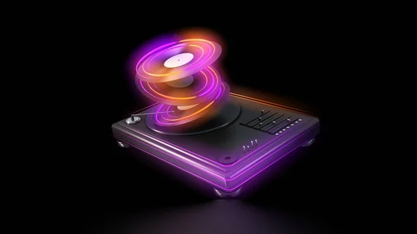 Dj turntable with neon glows