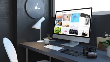 portföy bilgisayar 3d render ile dijital fotoğrafçı masaüstü