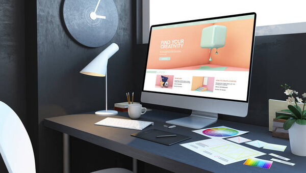 creativity tutorials design workplace mockup interior 3d rendering