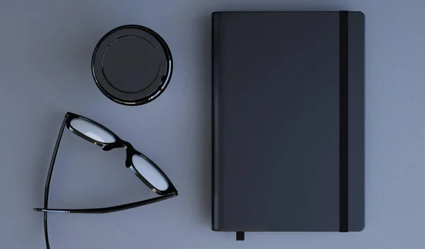 Notebook Mockup Işleme Üst Görünümü — Stok fotoğraf