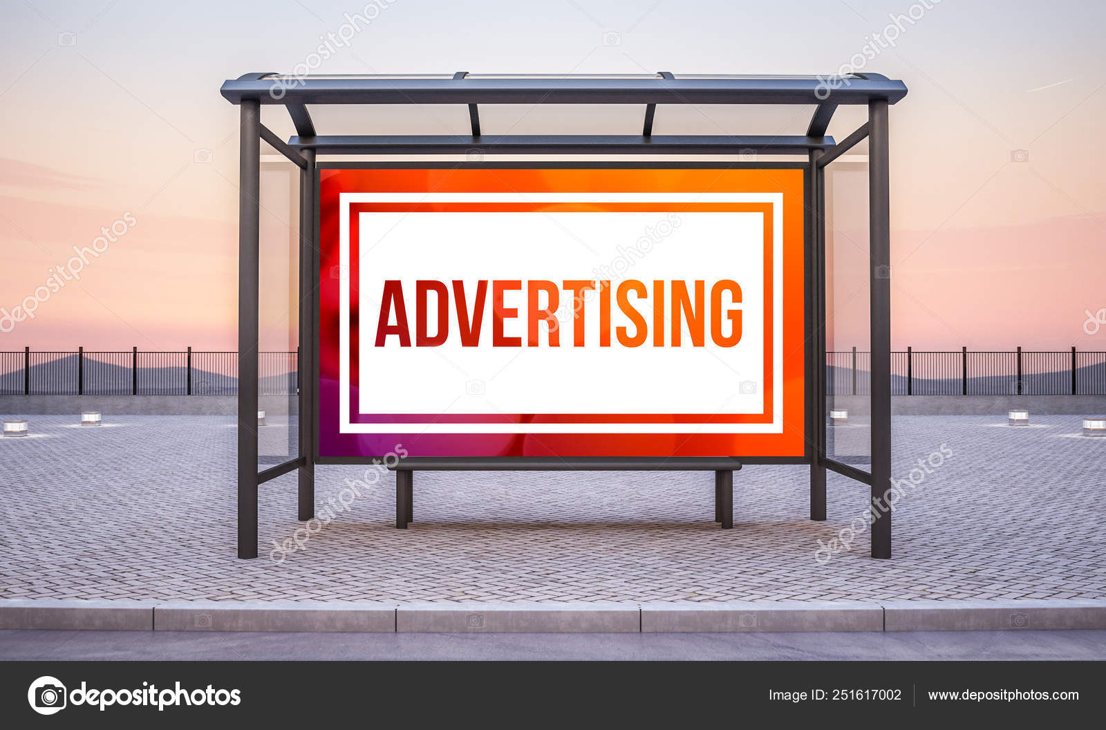 Download Free Bus Stop Big Horizontal Advertising Mockup Rendering Stock Photo C Georgejmclittle 251617002 PSD Mockup Template