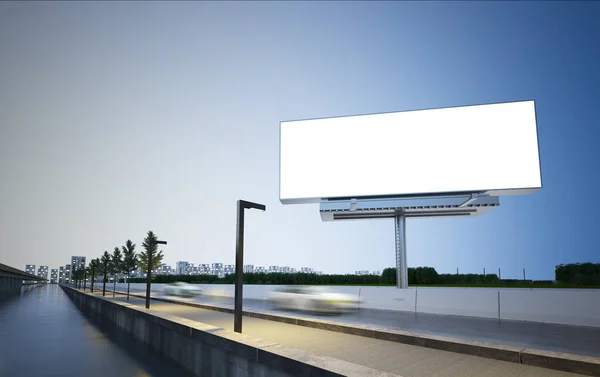 Billboard Highway Rendering Mockup — Stock Photo, Image