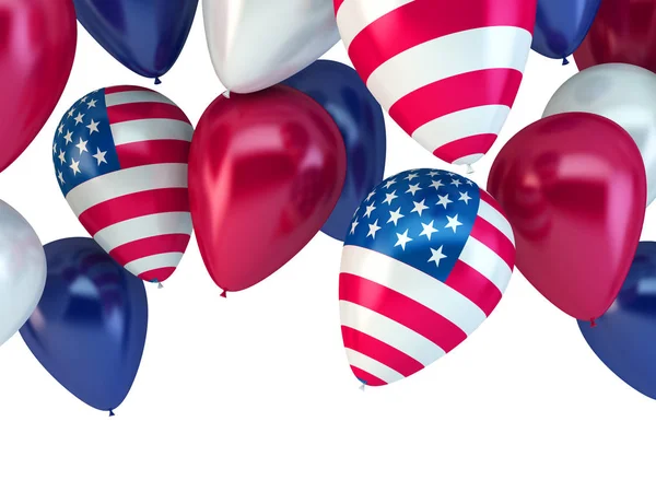 气球背景与美国国旗颜色3D — 图库照片