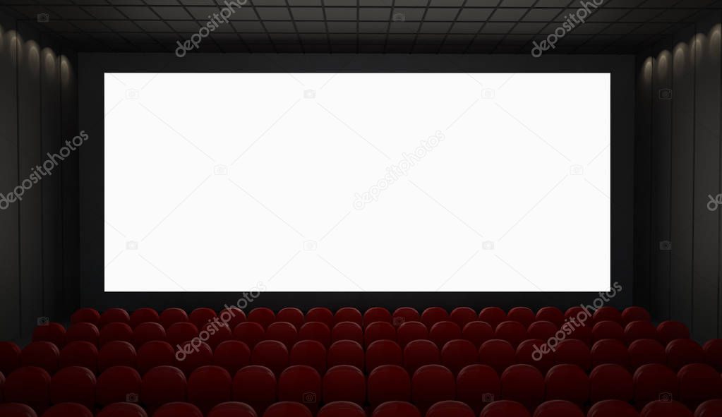 cinema screen mockup 3d rendering