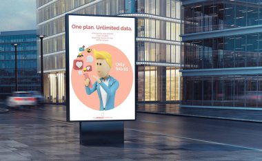 cadde üzerinde sokak pazarlama mobil plan teklif Billboard 3D Rendering