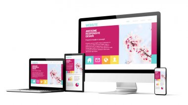 beyaz arka plan 3d render mockup izole duyarlı tasarım web sitesi cihazları
