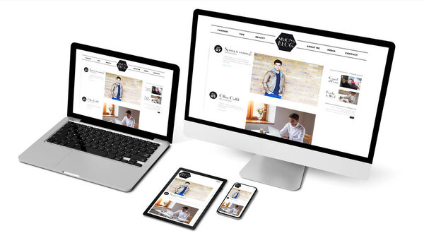 devices collection isolated showing influencer blog 3d rendering 