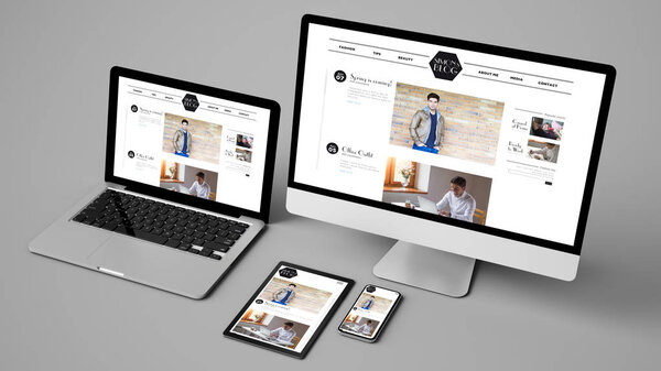 devices collection isolated showing influencer blog 3d rendering 