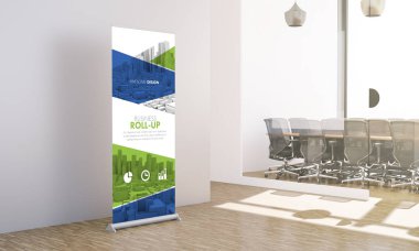 ofis 3d render harika tasarım ile mockup rulo