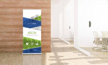 office 3d render da tasarım mock up rulo