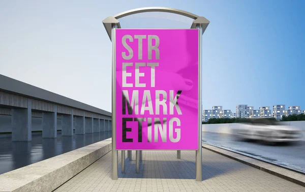 street marketing bus stop mockup 3d rendering
