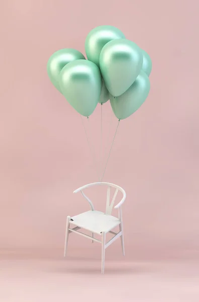 Globos Silla Concepto Mínimo Renderizado — Foto de Stock