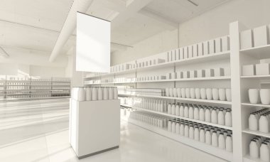 süpermarket mockup 3D render promosyon bölgesi