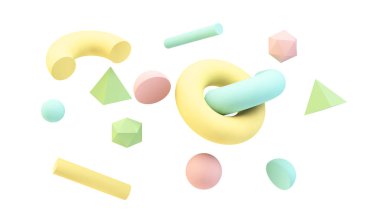 yay renkleri ile izole geometrik elemanlar 3D Rendering