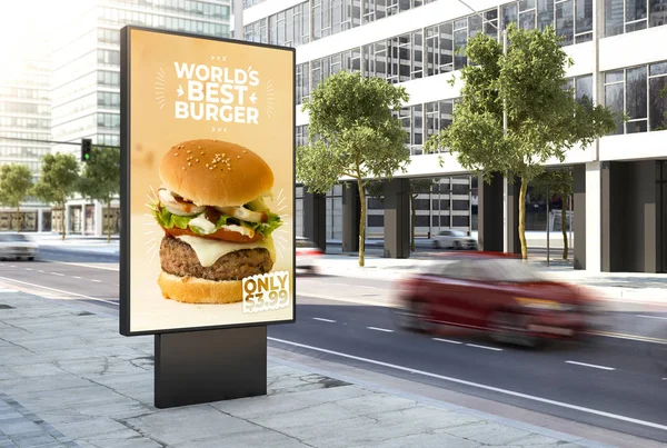 Απόδοση Burgerposter Στην Πόλη — Φωτογραφία Αρχείου