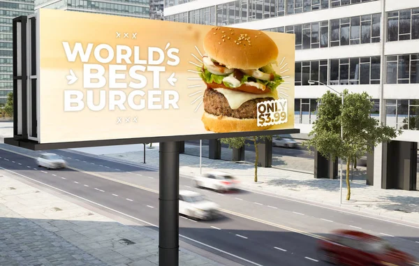 City Burger Werbung Rendering — Stockfoto