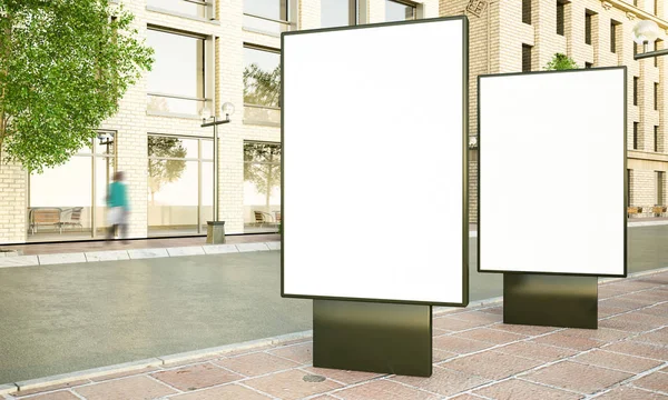 Dva Světelné Skříňky Ulici Vykreslování — Stock fotografie