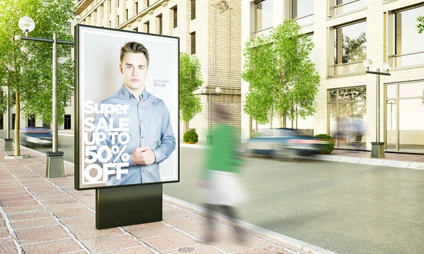 Anuncio Publicitario Venta Ciudad Mockup Rendering — Foto de Stock