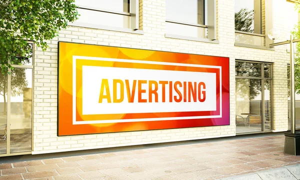 big horizontal advertising poster on the street 3d rendering mockup