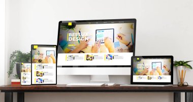 Önizleme aygıtları ux tasarım web sitesi 3d oluşturma