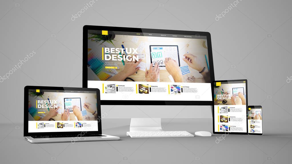 ux design website isolated gadget devices 3d rendering