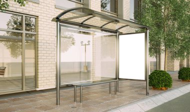 Otobüs stop afiş mockup 3D render