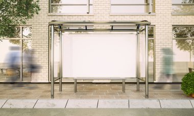 otobüs durağı üzerinde 3D Rendering büyük poster