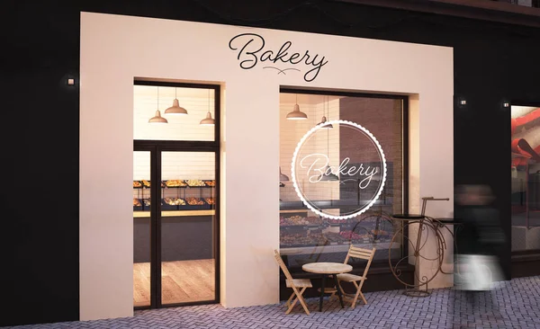 Bakery Storefront Mockup Rendering — Stock Photo, Image