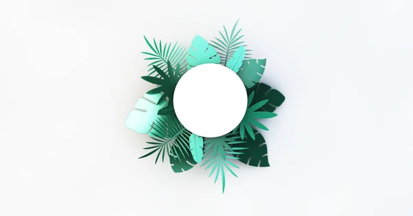 Paperi ympyrä trooppinen palmunlehtiä — kuvapankkivalokuva