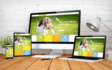 evcil hayvan web sitesi duyarlı tasarım ekranı multidevices