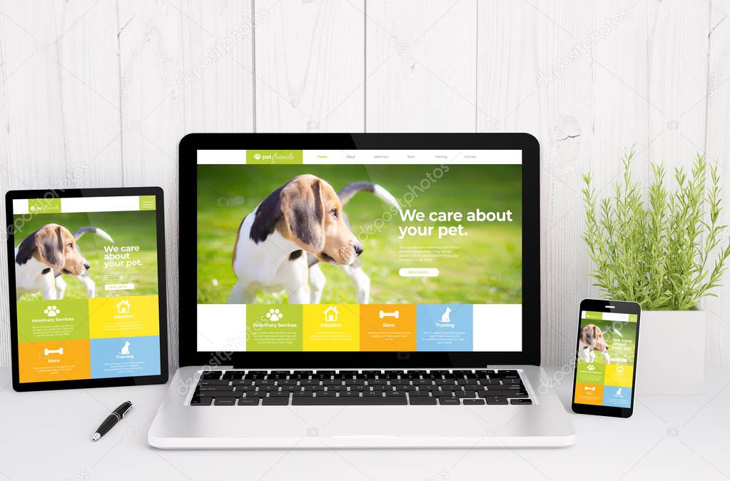 devices on table with responsive pet design