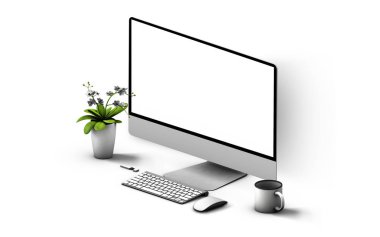 bilgisayar izole 3D render mockup