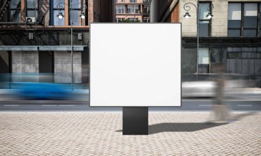 Şehir 3D render sokak reklam kare Billboard mockup