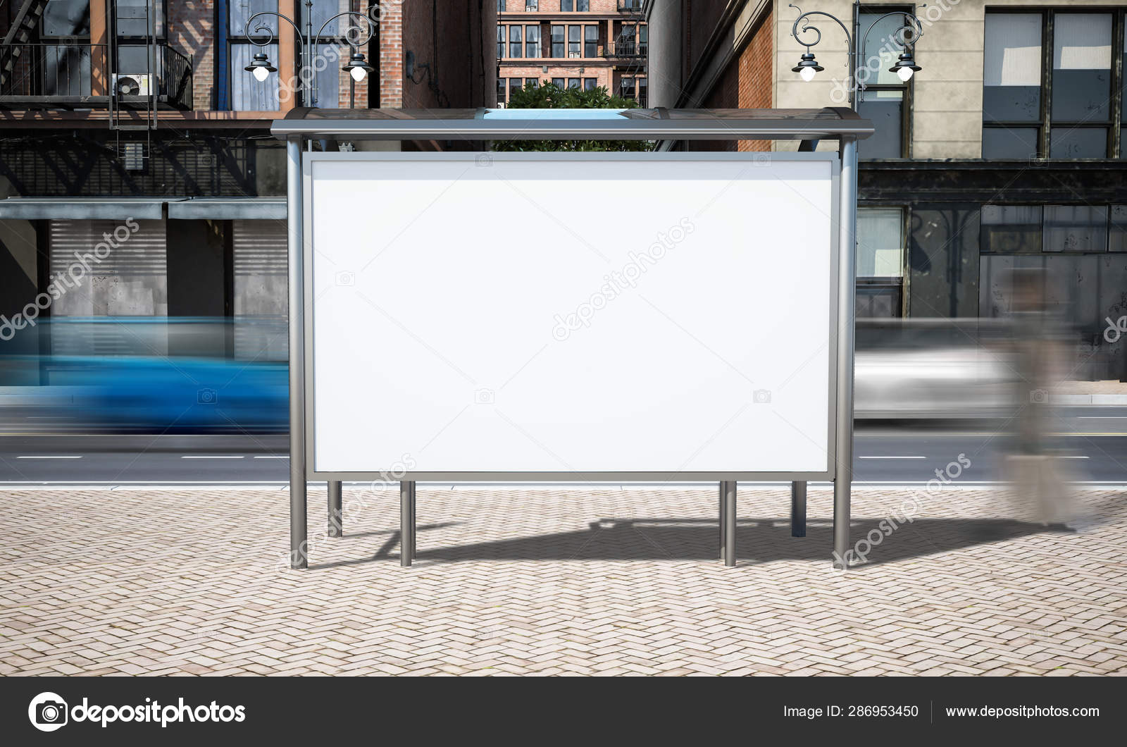Download Street Advertising Bus Stop Mockup City Rendering Stock Photo Image By C Georgejmclittle 286953450