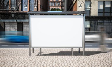Şehir 3D render sokak reklam otobüs durdurma mockup