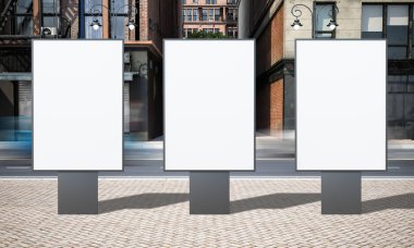 Şehir 3D render sokak reklam üç işareti Billboard mockup