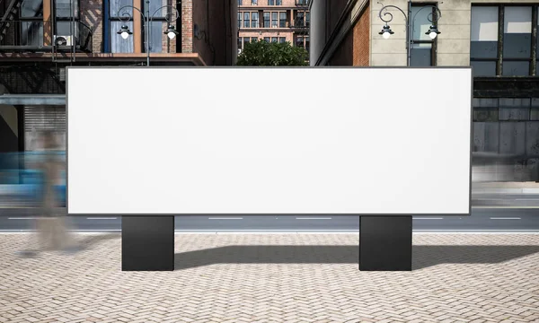 street advertising horizontal billboard mockup at city 3d rendering