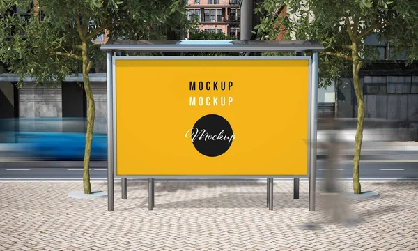 Outdoor Bus Stop Mockup Renderização — Fotografia de Stock