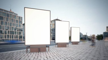şehir sokak 3d render üç billboard mockup