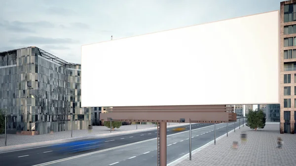 big horizontal billboard advertising mockup at city street 3d rendering