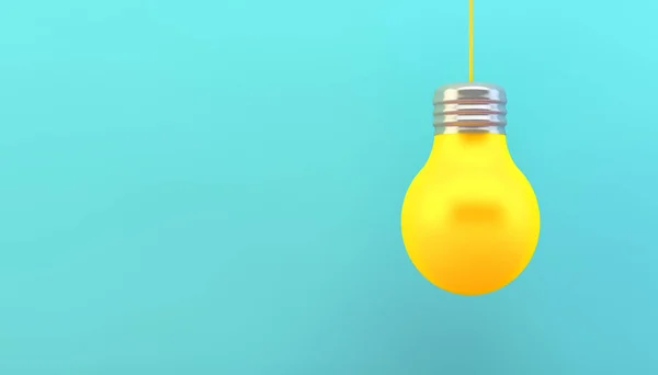Желтая Лампочка Синем Фоне Концепция Рендеринга — стоковое фото