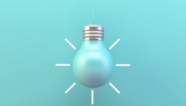 mavi arka plan 3d render mavi ampul