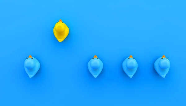 Concept Exceptionnel Avec Canards Caoutchouc Bleu Jaune Rendu — Photo