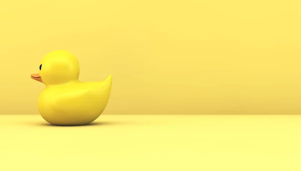 黄色のゴムアヒル3Dレンダリング — ストック写真