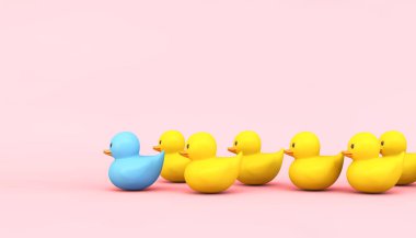 kauçuk ördekler 3d render ile liderlik kavramı
