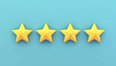 mavi arka plan 3d render dört yıldız