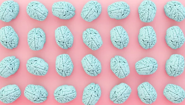 Brain Collection Pink Background Rendering — Stock Photo, Image