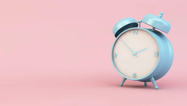 Blaue Retro Uhr Auf Rosa Hintergrund Rendering — Stockfoto