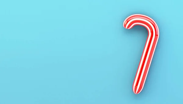 Red Candy Cane Blue Background Rendering — Stock Photo, Image